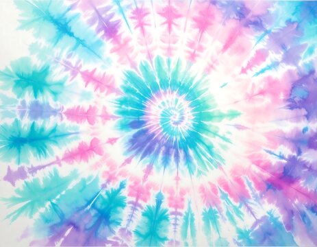 A vibrant, watercolor-style swirl pattern radiates from the center, featuring a soft blend of cool-toned colors like blue and pink