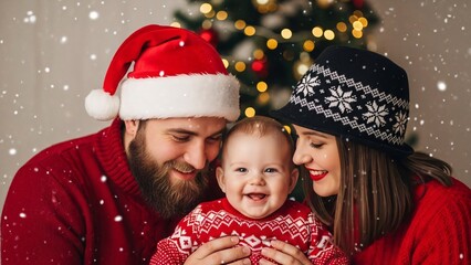 Joyful Family Portrait Celebrating Christmas Together.