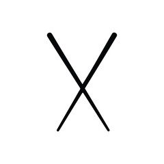 Japanese chopstick silhouette icon vector flat design.