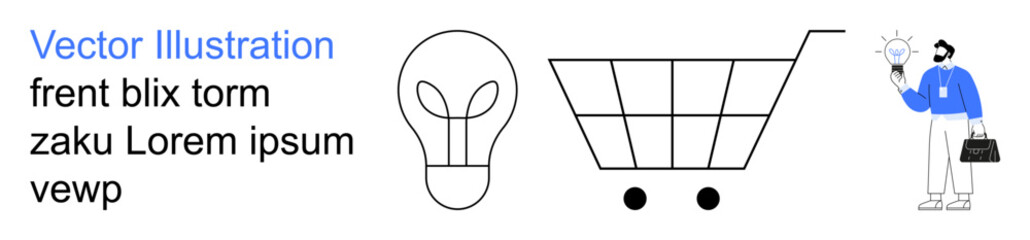E-commerce, business solutions, innovation, online shopping, creativity, professional growth. Light bulb, shopping cart professional holding idea. E-commerce and innovation concept © robu_s