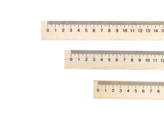 Three wooden measuring rulers