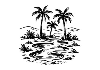 Oasis hand drawn simple sketch vector illustration