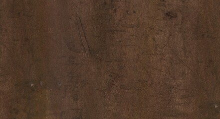 Close-up of a textured, aged surface in warm copper-brown, displaying subtle scratches, scuffs, and very faint, abstract etched marks for an antique feel