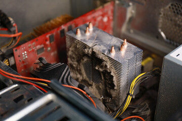 Computer overheating due to dust. Computer breakdown