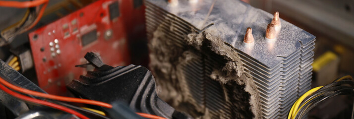 Computer overheating due to dust. Computer breakdown