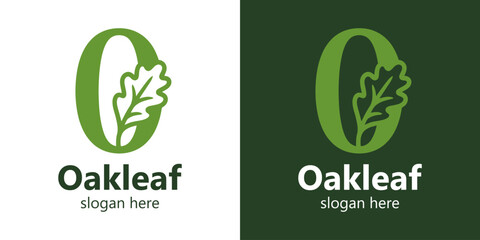 Creative oak leaf logo. Oak leaf illustration integrated in initial letter O design vector © udumbara