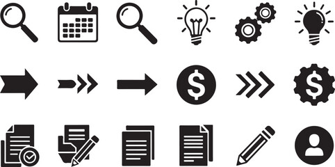 Business icons for productivity and finance management tools