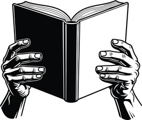 Hands Holding Open Book Illustration Vector