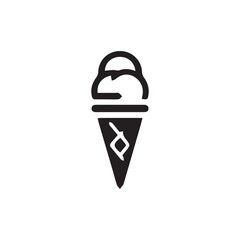 Minimalist Black and White Ice Cream Scoop Icon Design