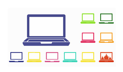 Modern colored laptop symbol icons flat vector illustration