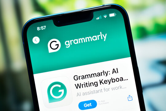 Grammarly AI Writing Keyboard app on iPhone screen