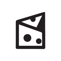Minimalist black and white cheese wedge icon