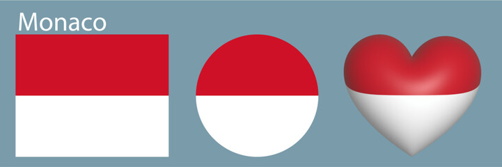 set Monaco flag icon vector illustration 