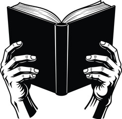 Hands Holding Open Book Vector