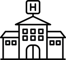 Hospital Building Line Icon Vector