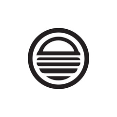 Minimalist circular burger icon or emblem design