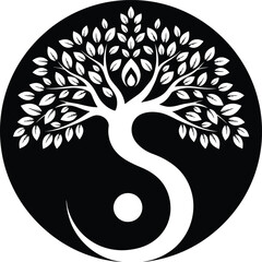 Yin Yang Tree of Life Vector