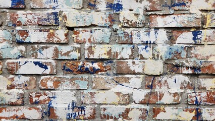 Brick wall, art wall, abstract paint pattern wall, paint on brick, simple abstract paint pattern, brick texture