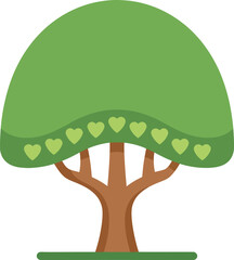 Green Tree with Heart Leaves Vector