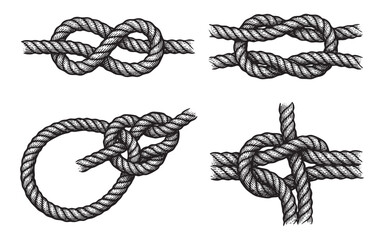 rope knot set engraving vector illustrations © trianatio