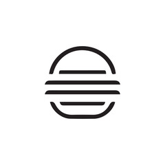 Minimalist burger or sunrise icon in a clean black and white design