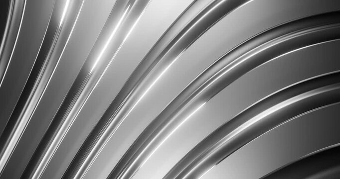 Metallic Silver Abstract Waves Background with Smooth Deceleration Motion