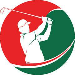 Golf Player Swing Action Vector