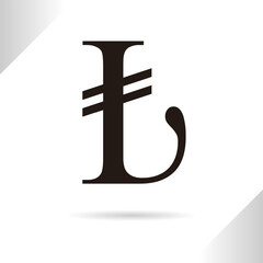 Lira symbol isolated in white background