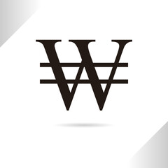 Won symbol isolated in white background
