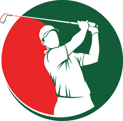 Golf Player Swing Silhouette Vector