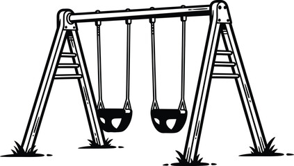 Empty Playground Swings Vector
