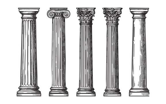 Classical Columns Vintage Architecture Pillar Engraving