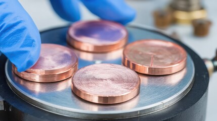 Technician carefully examines highpurity copper samples under advanced lab instruments to ensure precise impurity analysis during weekday testing routines.
