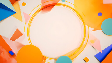 Bright overlay with geometric party shapes and empty center for text