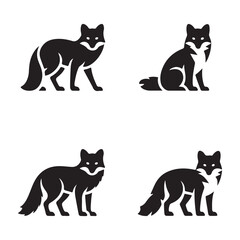 Fototapeta premium Fox walking forest wildlife animal silhouette vector graphic design