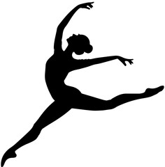 Fototapeta premium Graceful Ballerina Silhouette in Reaching Pose, Contemporary Dance Extension Isolated