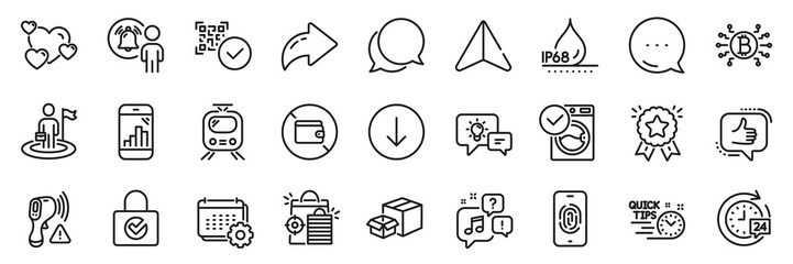 Voicemail, Seo shopping and Chat message line icons pack. Share, Message, Paper plane icons. Ranking star, Like, 24h delivery web icon. Waterproof, Quick tips, Graph phone pictogram. Vector