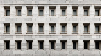 Obraz premium Contemporary Building Facade with Rectangular Windows and Stone Cladding