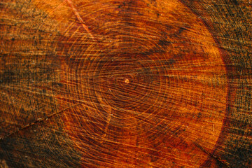 Warm orange and brown wooden texture with visible saw marks and grain 