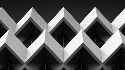 Fototapeta premium Close-up of a monochrome architectural facade with geometric diamond pattern