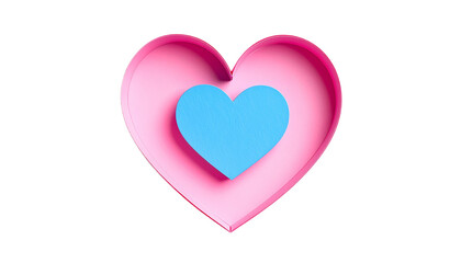 Pink heart with smaller blue heart inside