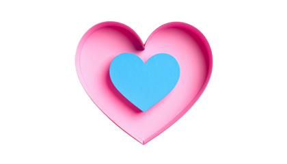 Pink heart with smaller blue heart inside