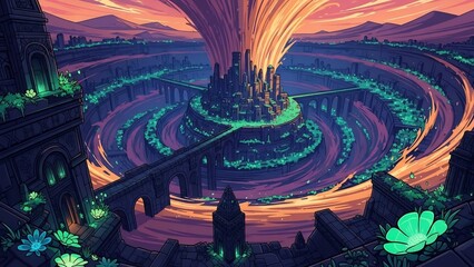 몽환적인 도시 풍경, 빛나는 색감의 향연