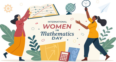 Colorful Vector Illustration Celebrating International Women in Mathematics Day