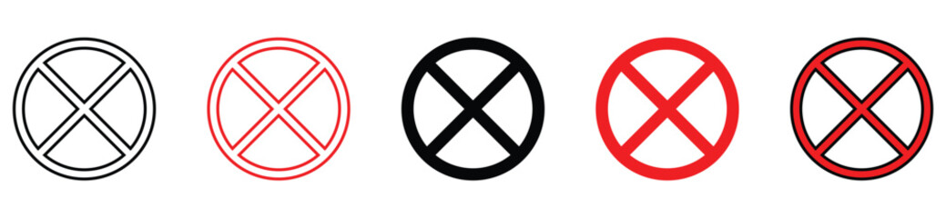 Red Prohibition and No Symbol Icons Vector Set