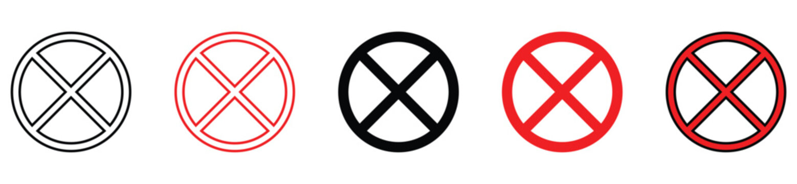Red Prohibition and No Symbol Icons Vector Set