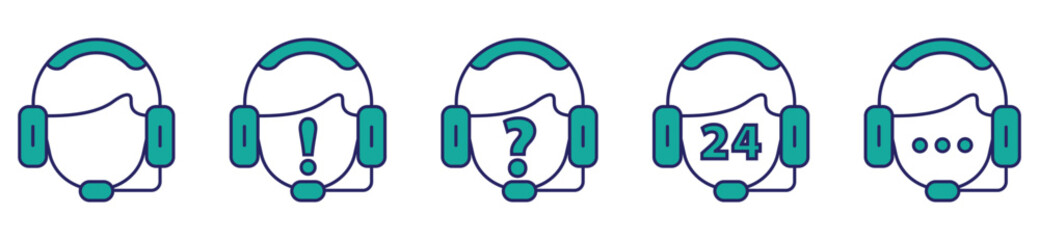 Modern Customer Service Line Icons for Support and Online Chat