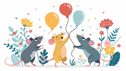 Fototapeta premium Colorful Vector Illustration of a Rat for World Rat Day