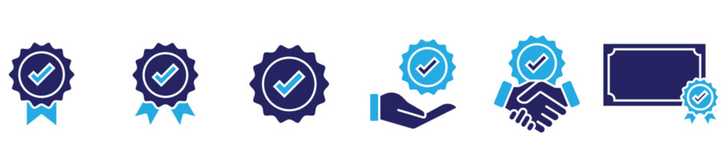 Product Quality Certificate Icons with Check Mark Symbols