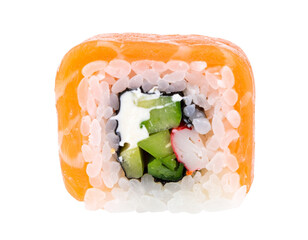Delicious Salmon Sushi Roll with Cream Cheese and Cucumber. © burhan